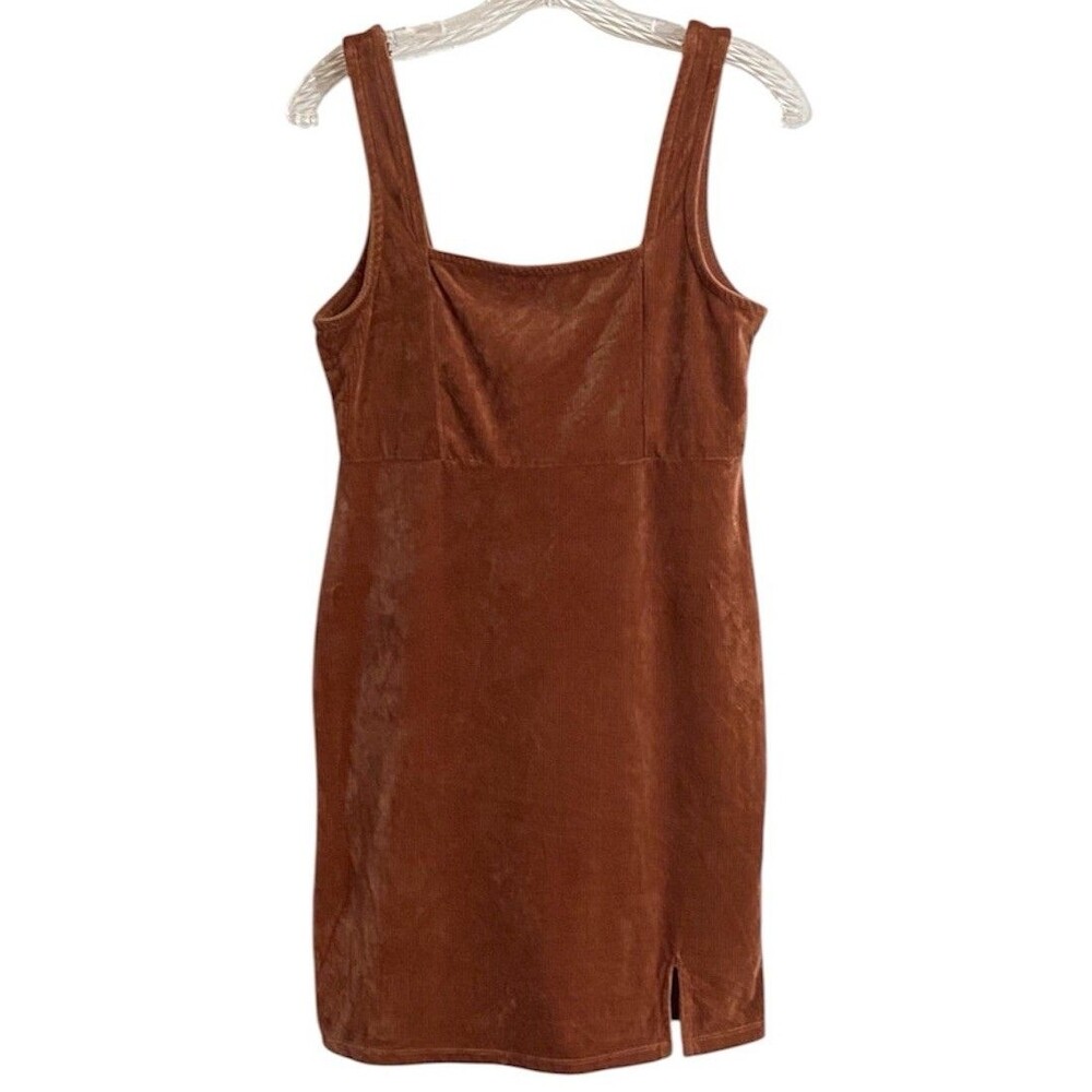 Almost Famous Corduroy Jumper Dress Size M Cognac Brown School Girl Retro Chic